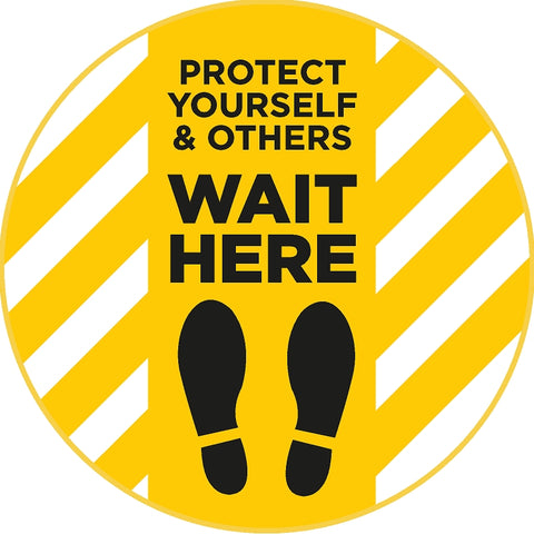 Protect yourself and others - WAIT HERE Floor Decals