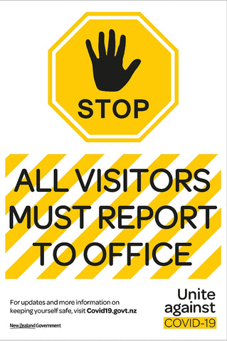 STOP - All visitors must report to office Poster
