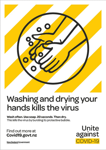 Washing and drying your hands kills the virus Poster